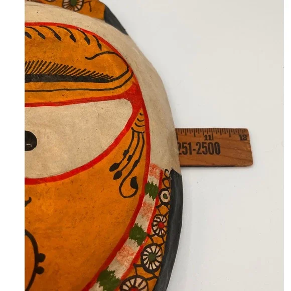 Vintage Paper Mache Mask Jagannath Handcrafted With Folk Art Design India - Picture 8 of 9